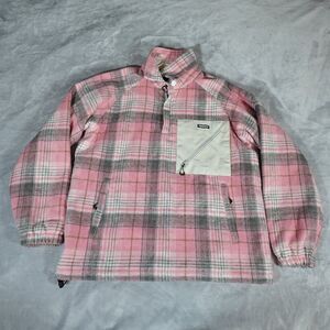GSOU Plaid Snow Jacket Mens Medium 1/4 Zip Insulated Plaid Pink